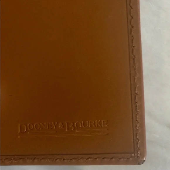 Dooney & Bourke VTG Tan Brown Cognac Leather Trifold Checkbook Card Wallet - Picture 3 of 10